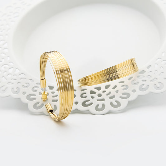 Gold-Plated Copper Layered Hoop Earrings