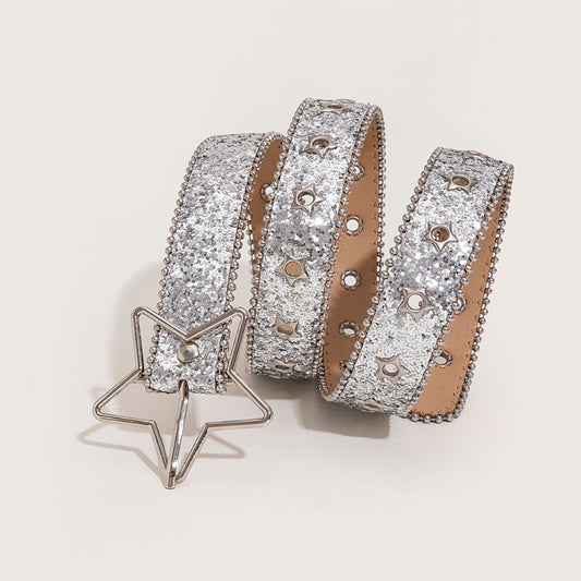 PU Leather Star Shape Buckle Belt