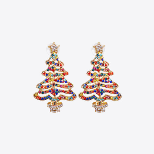 Rhinestone Alloy Christmas Tree Earrings